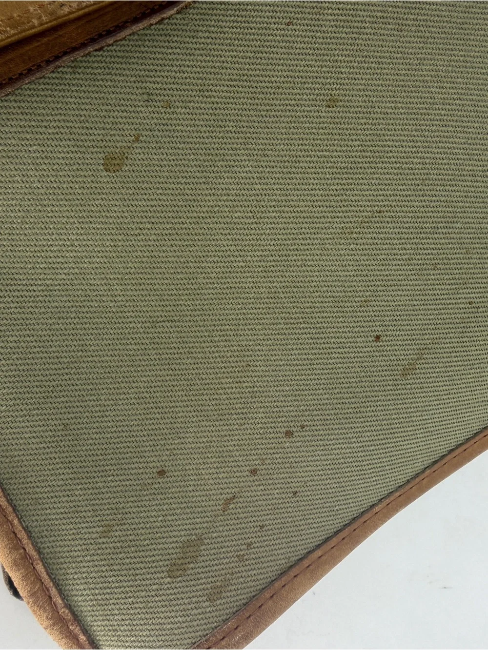 Coach Vintage Olive Canvas Twill Slim Satchel with Brown Leather Trim